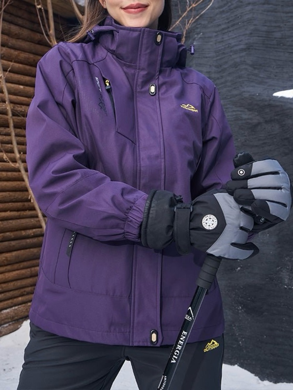 Outdoor Sport Jacket 3 In 1 Women M Purple Hooded Waterproof Fleece Lined Coat